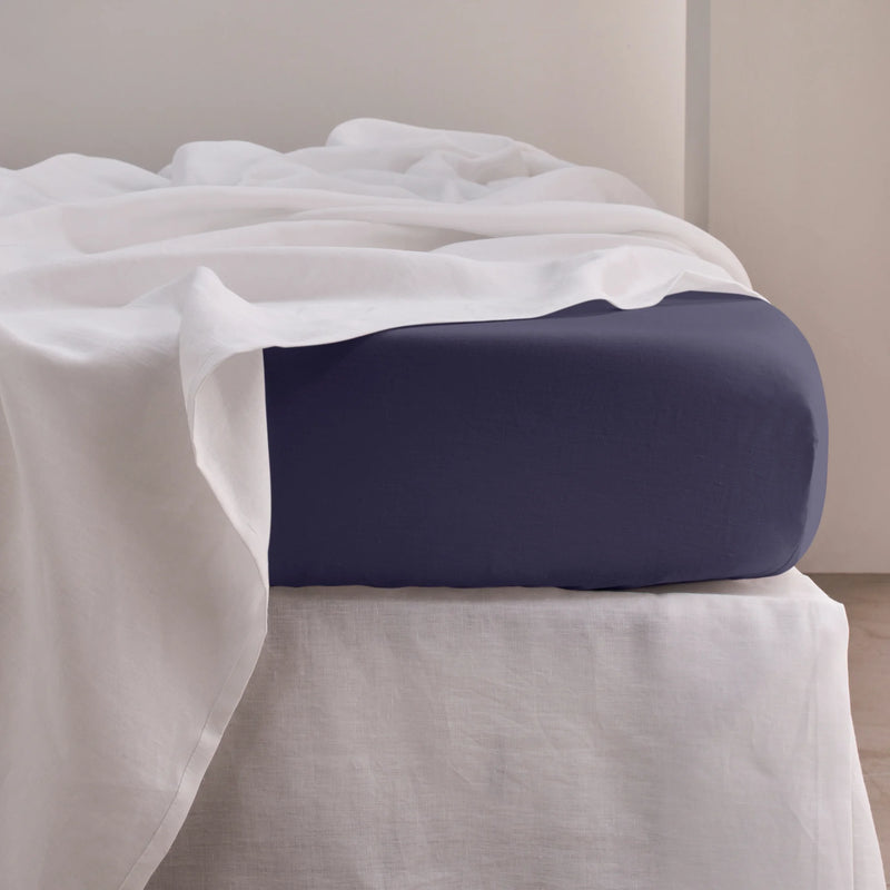 Linen Fitted Sheet night blue