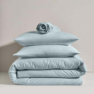 Linen bedding set icy blue