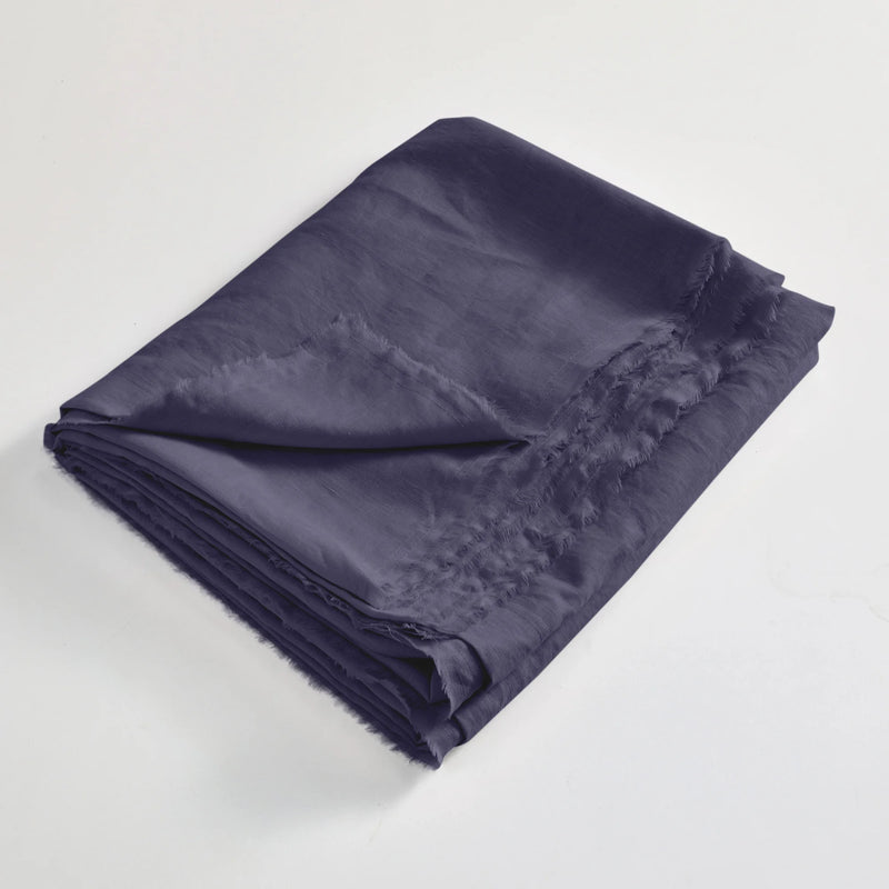 Frayed Border Folded Flat Sheet Night Blue