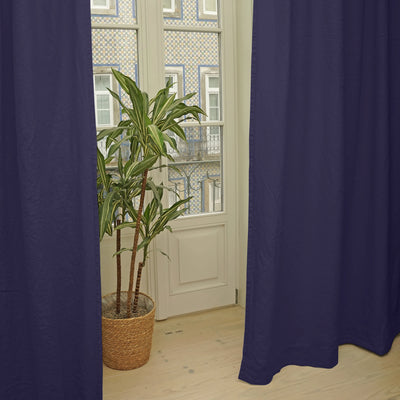  Cotton lined linen curtain night blue