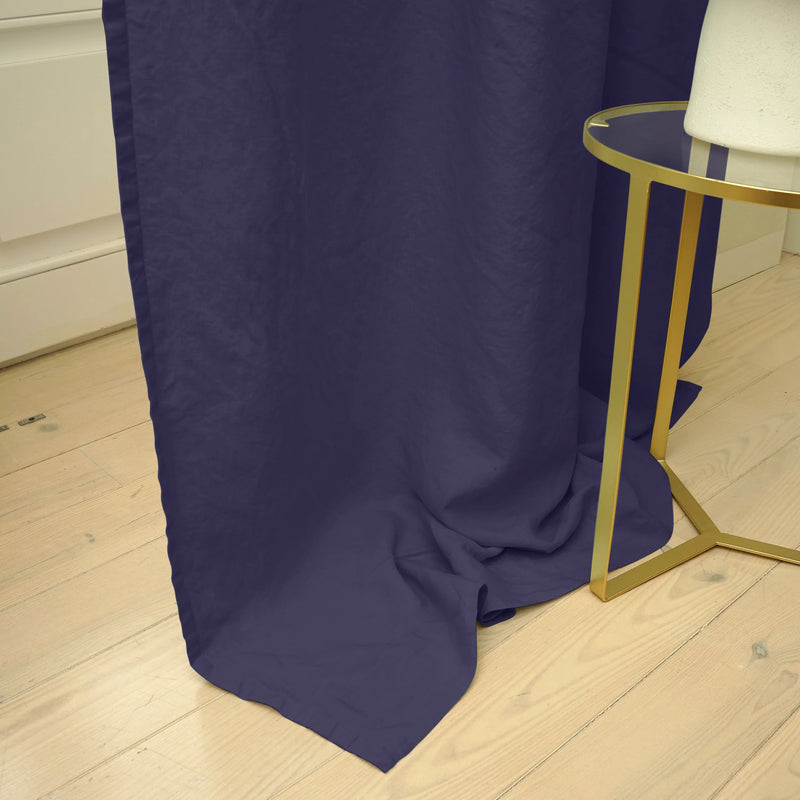 Night Blue lined linen curtain 