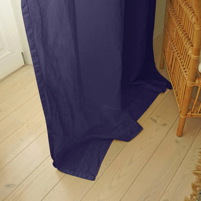 pure night blue linen drapery unlined