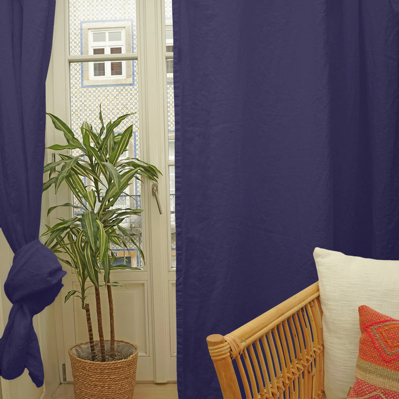 night blue Linen curtain without lining