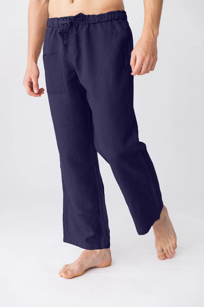 Men's linen pajama pants “Ronaldo” night blue