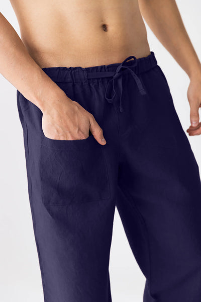 Linen pants for men “Ronaldo” night blue