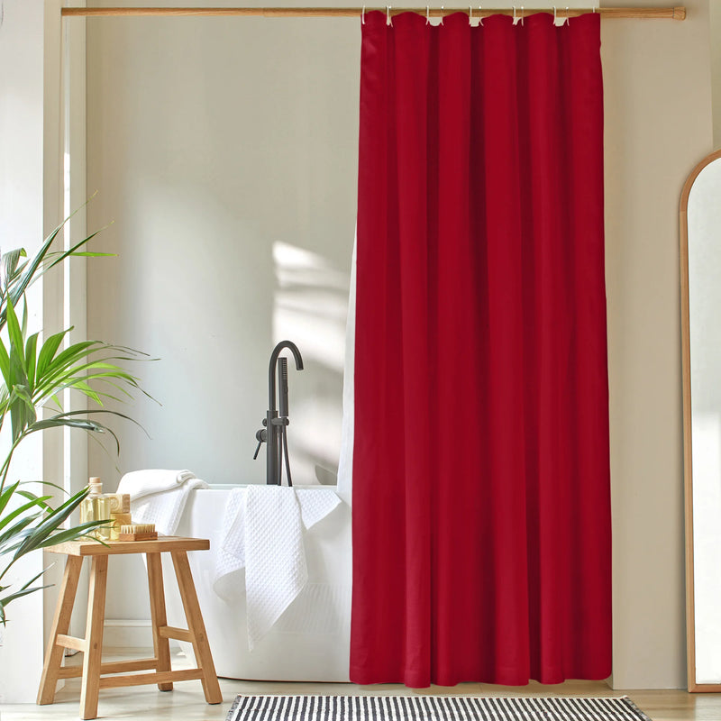 simple linen shower curtain burgundy