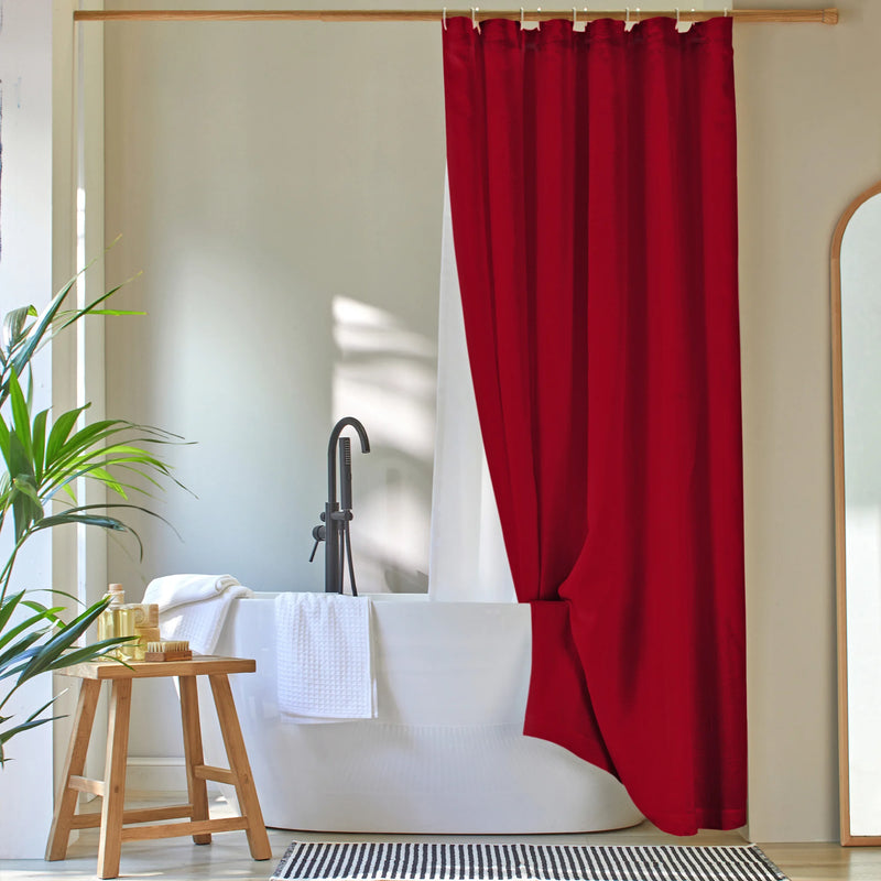 plain linen shower curtain burgundy