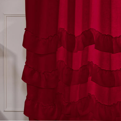 Custom waterfall linen curtain burgundy