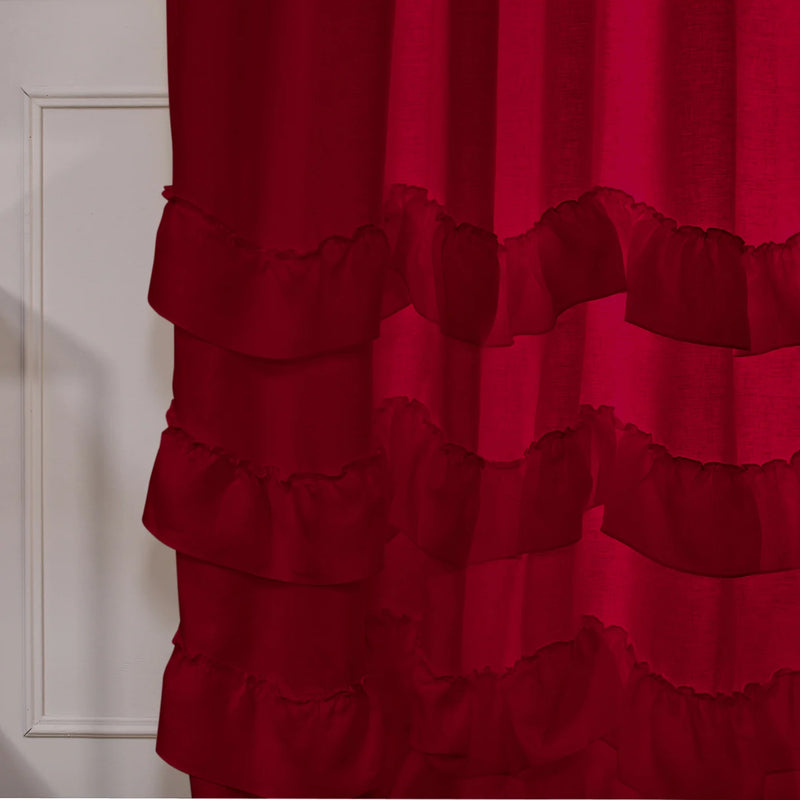Custom waterfall linen curtain burgundy