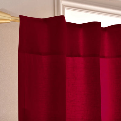 Custom ruffles burgundy linen curtain