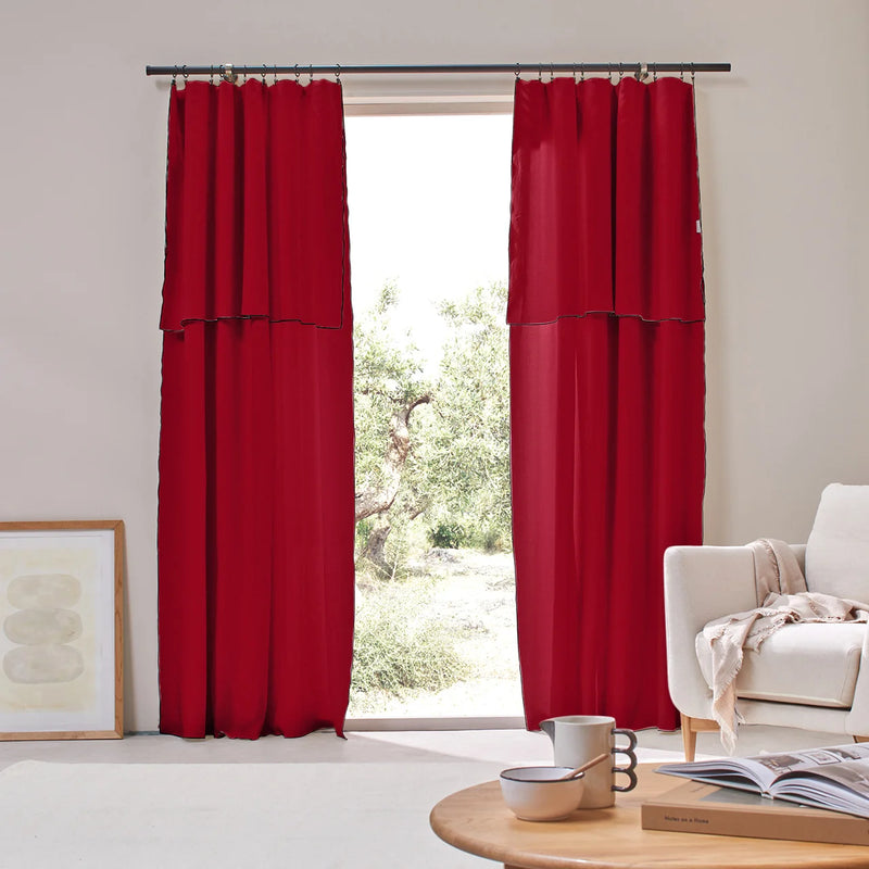 Bourdon Edge Linen Curtains burgundy