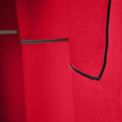 Bourdon Edge Linen Curtains Close up burgundy