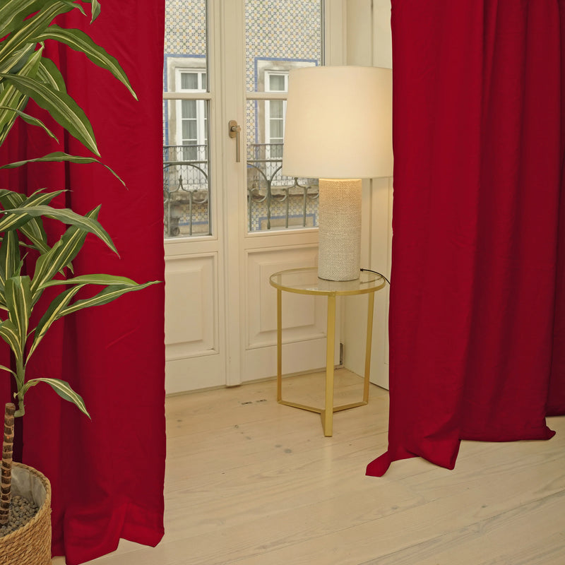 Custom made French Linen Blackout Curtain burgundy