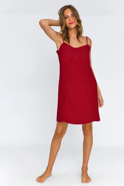 Washed Linen Nightgown "Olívia" burgundy