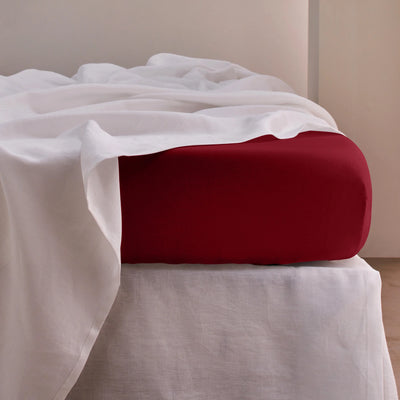 Linen Fitted Sheet burgundy