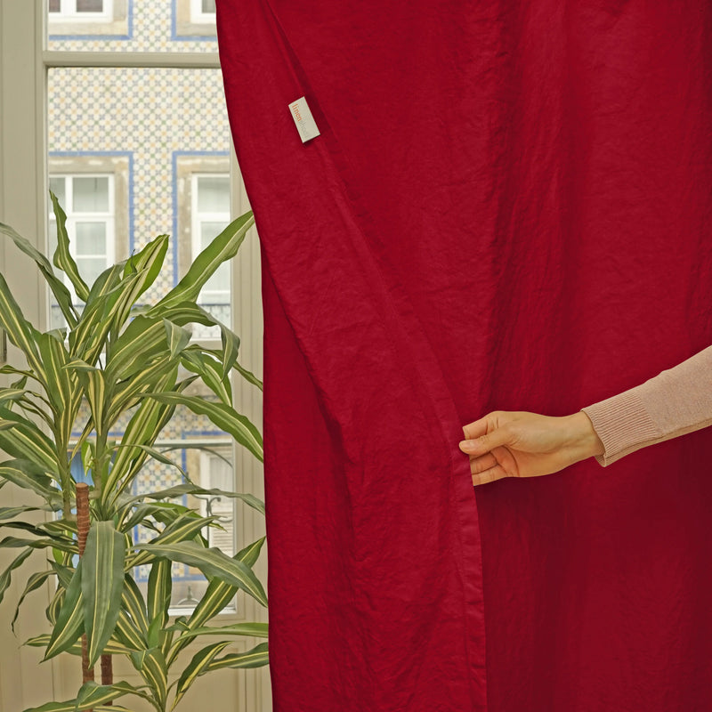 Linen curtain unlined burgundy