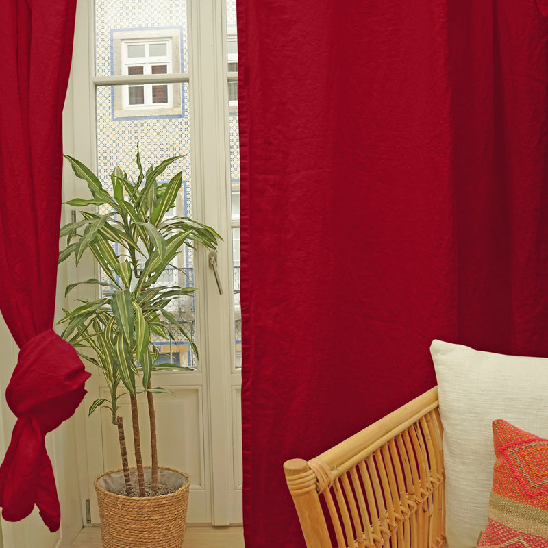 burgundy Linen curtain without lining