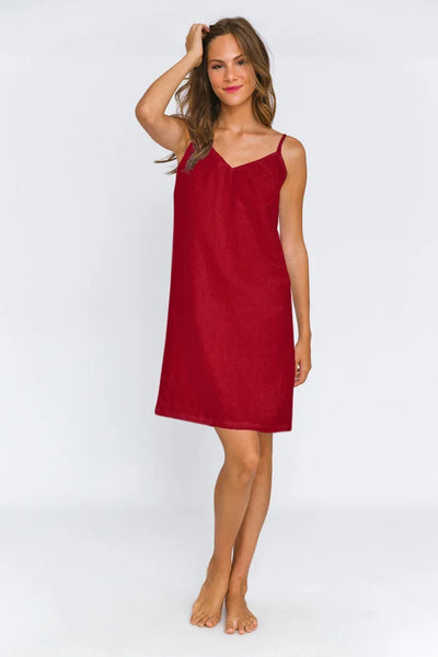 Washed Linen Nightie “Iza” burgundy