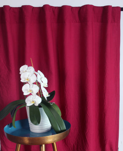 Custom size linen curtain drapery #colour_burgundy