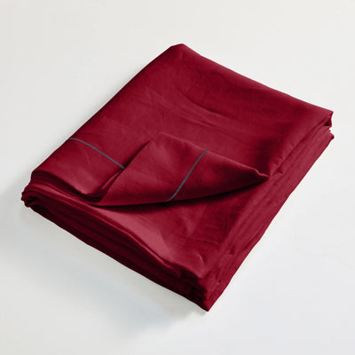 Bourdon linen flat sheet folded burgundy