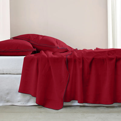 Bourdon Edge Flat Sheets Burgundy