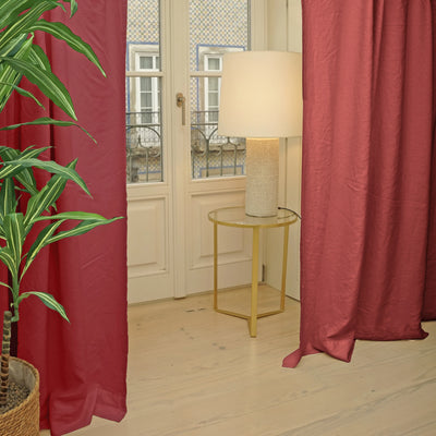 French Linen Blackout Curtain brick red