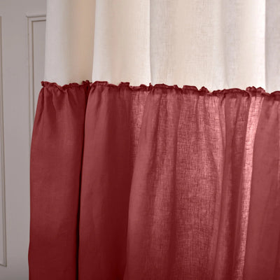 Custom Contrasted Ruffle Linen Curtain brick