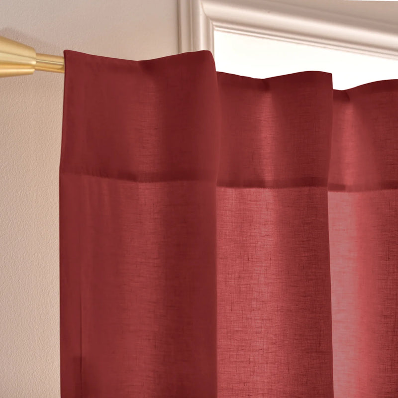 Custom ruffles brick linen curtain
