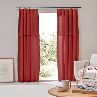 custom made Bourdon Edge Linen Curtains brick red