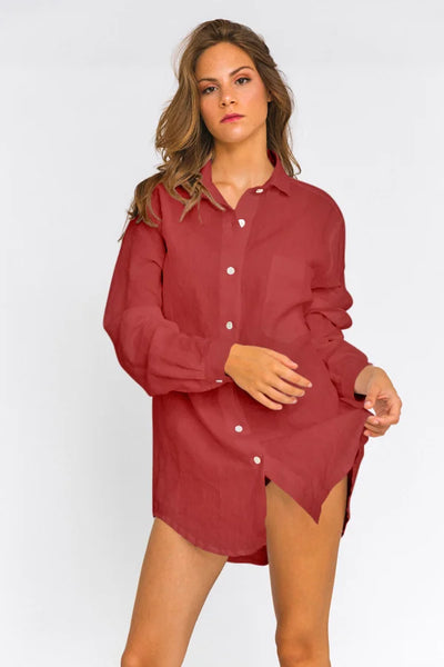 Casual Boyfriend shirt "Eva" brick red