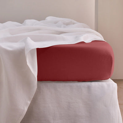 Linen Fitted Sheet brick