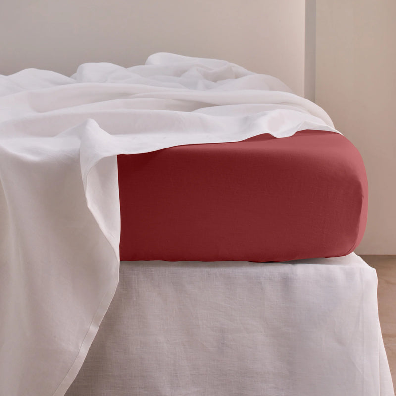 Linen Fitted Sheet brick