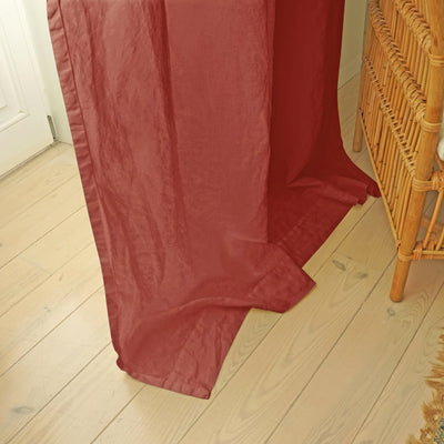 pure brick red linen drapery unlined