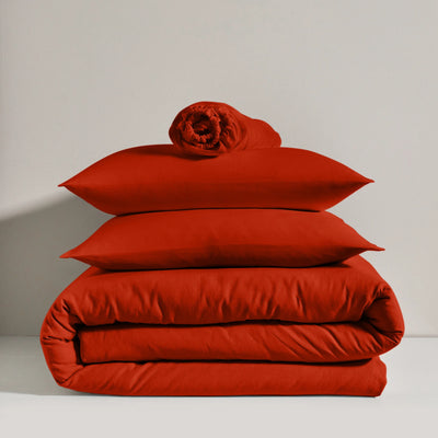 Linen bedding set coral