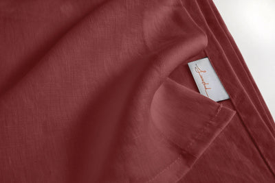 Brick red Linen Flat Sheet 