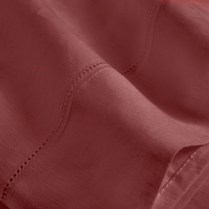 Linen hemstitch top sheet brick red