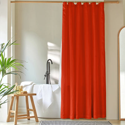 simple linen shower curtain coral