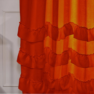 Waterfall washed linen curtain coral