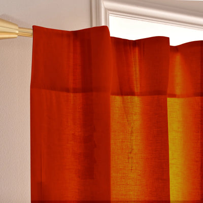 Waterfall Linen Window Curtain top coral
