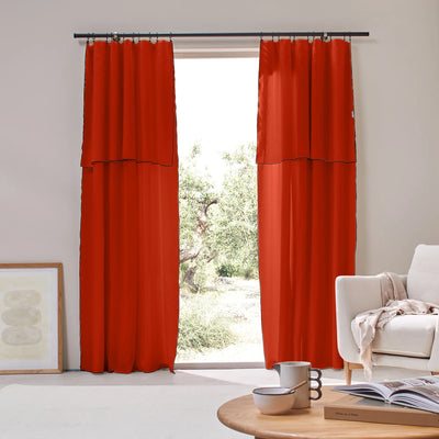 custom made Bourdon Edge Linen Curtains coral