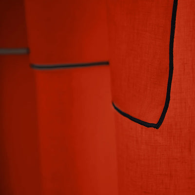 custom Bourdon Edge Linen Curtains in coral