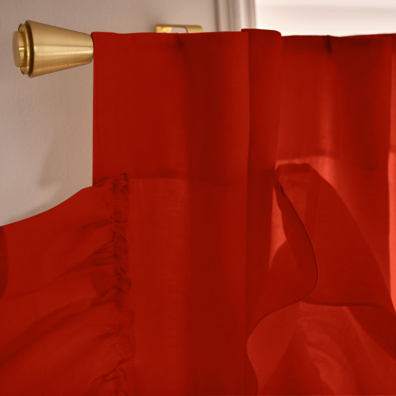 Drops Ruffles Linen curtain top coral