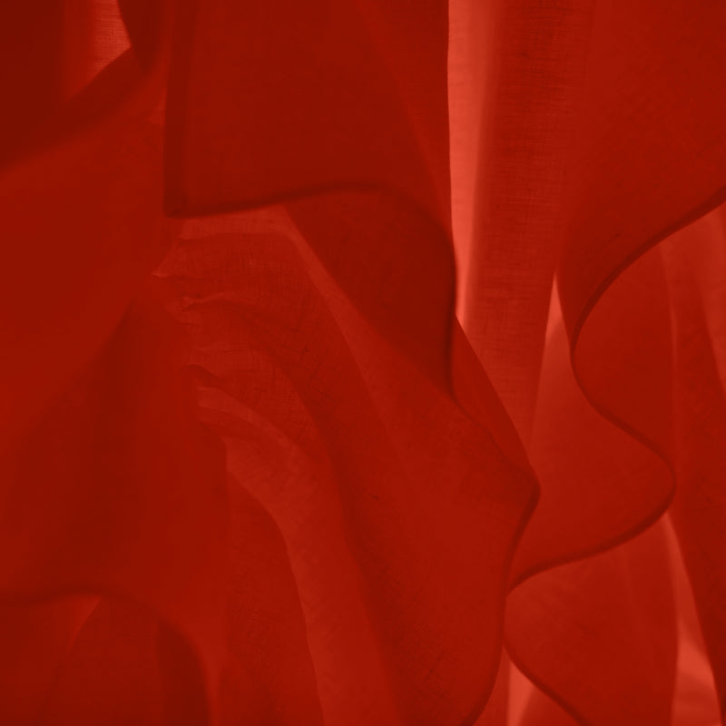 Ruffles on Linen curtain coral