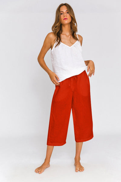 Casual Linen Bermuda "Carla" coral