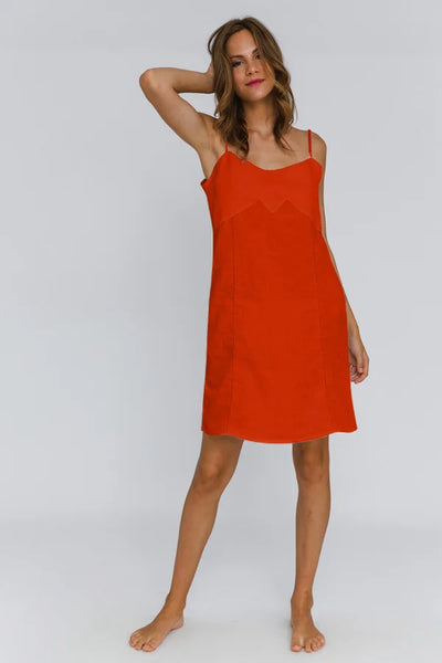 Washed Linen Nightgown "Olívia" coral