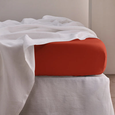 Linen Fitted Sheet coral