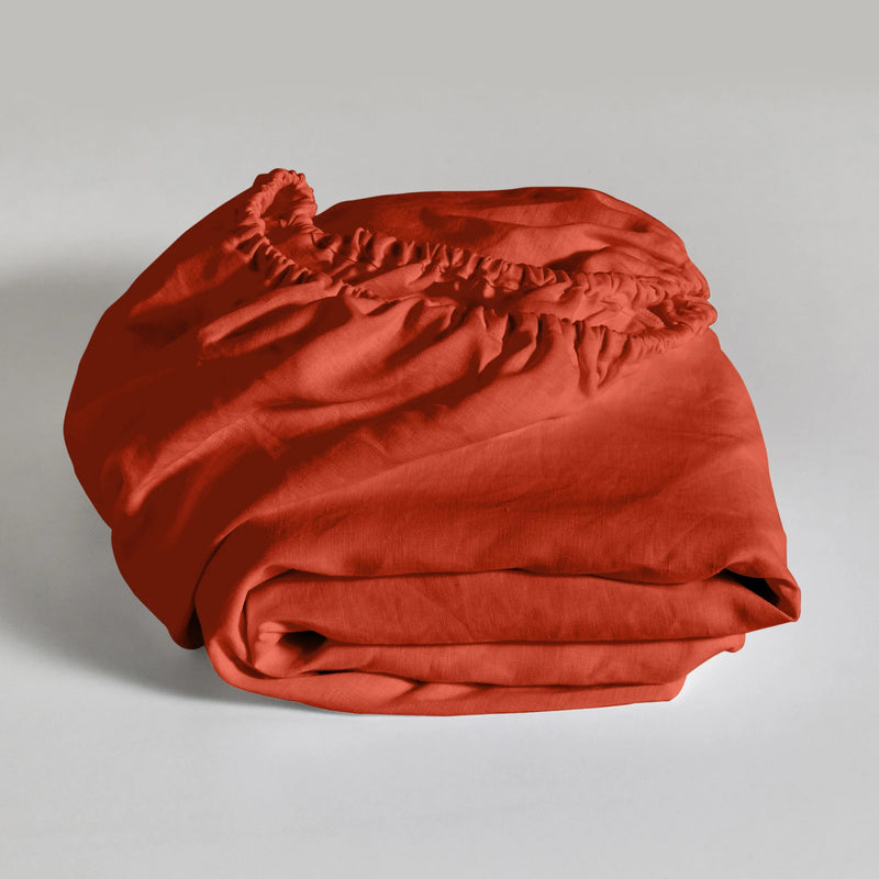 Coral Linen Fitted Sheet