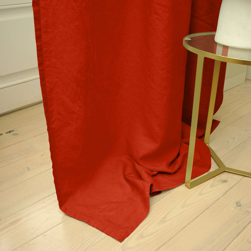 Coral lined linen curtain 