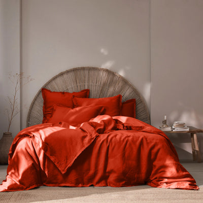 Frayed edges Duvet Cover Coral