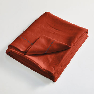 Bourdon linen flat sheet folded coral